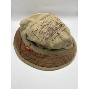 Vintage 90s Levis Batwing Bucket Hat Military Green Red Tab Rave Workwear 501 XX